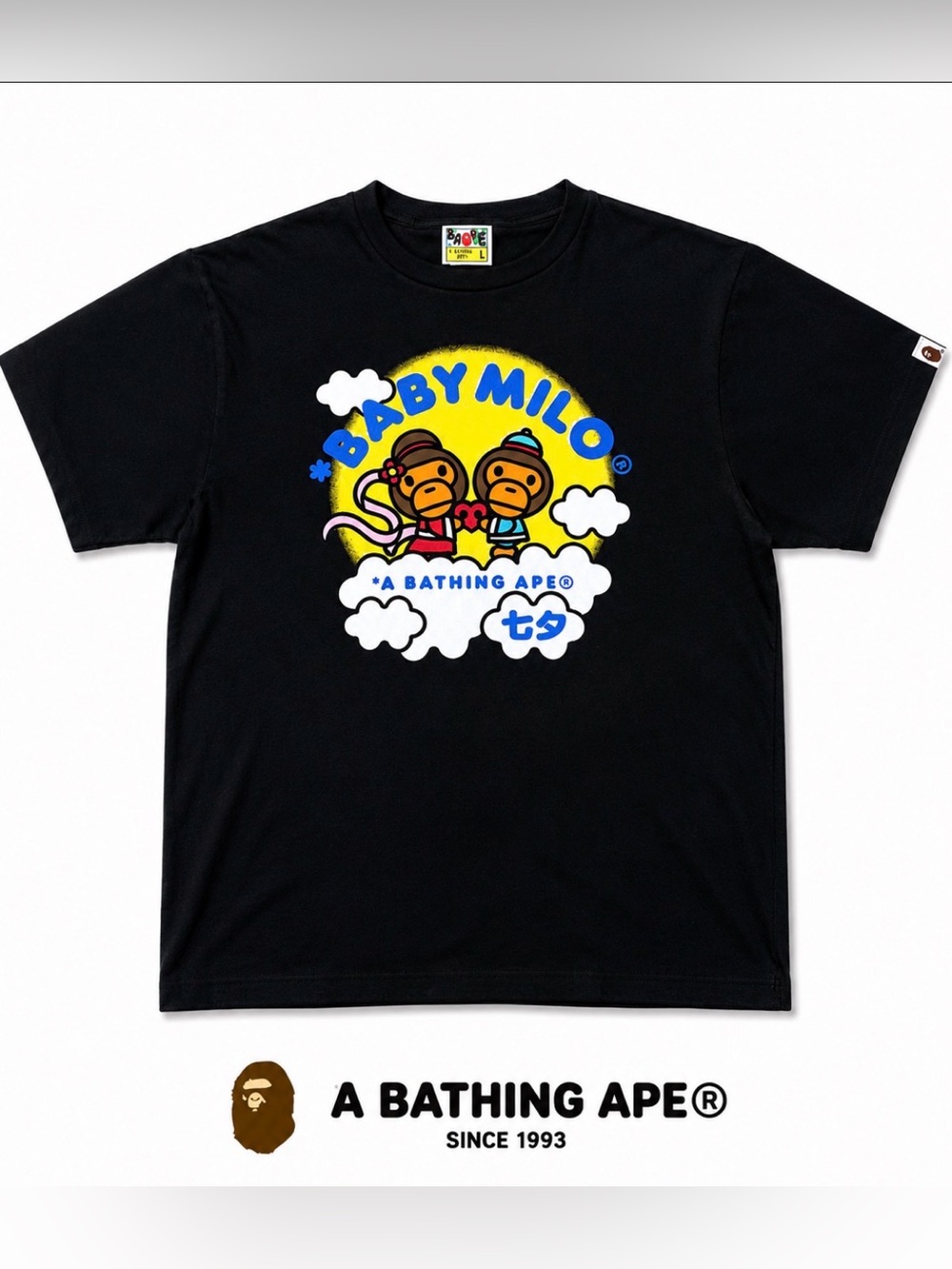 BAPE Baby Milo Baby Lisa Black Graphic Tee Large Made in Japan Rare Streetwear
